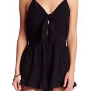 Abound Spaghetti Strap Front Tie Ruffle Romper